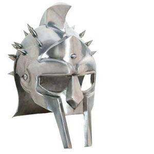Gladiator Maximus Roman Silver Spiked Helmet 18 Ga Carbon Steel