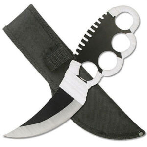 Metal Ninja Fighter Knife w/ Knuckle Guard & Sheath