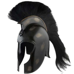 Achilles Trojan Helmet Replica Myrmidon Carbon Steel w Black Crest Plume