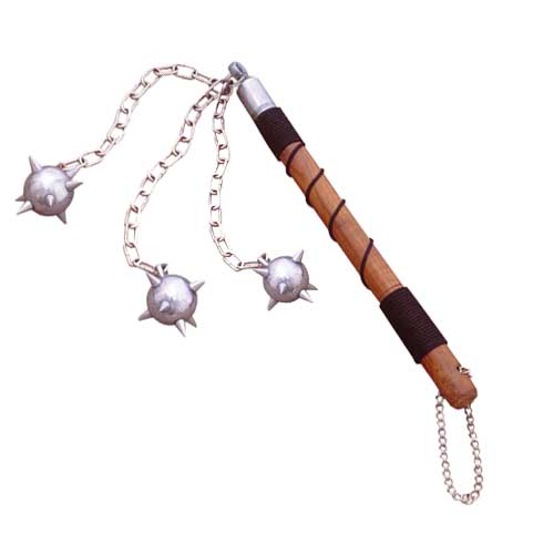 3 Ball Battle Mace Wood Handel