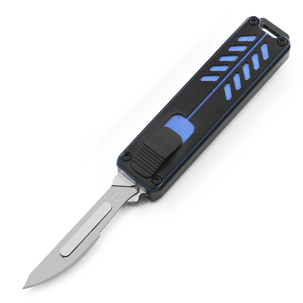 Compact Tactical OTF Precision Glassy Scalpel Cutter Knife Blue Handle