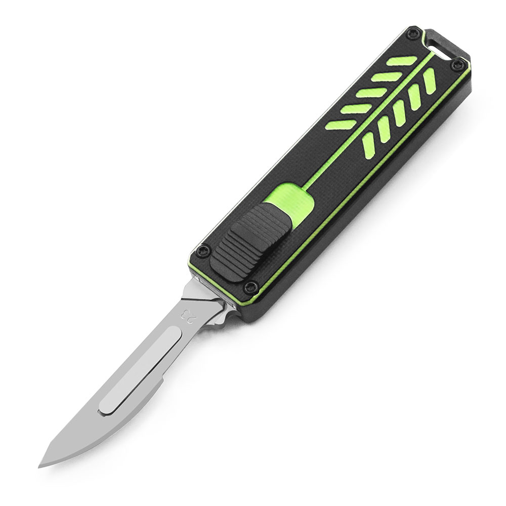 Compact Tactical OTF Precision Glassy Scalpel Cutter Knife Green Handle