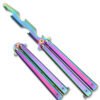 Bottle Popping Balisong Training Rainbow Butterfly Bottle Opener Knife Style Metal