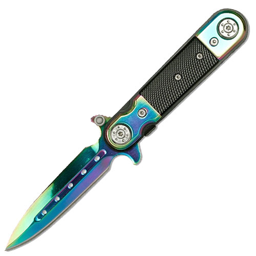 TAC FORCE Rainbow Stiletto Style Assisted Knife W/ G-10 Handle
