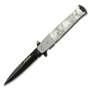Stiletto Style Spring Assist knife W/ Pearl Handle