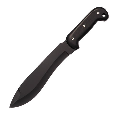 Full Tang Black Bowie Hunter Knife, 16 Inch Overall Length, Black Blade, Black Wood Handle