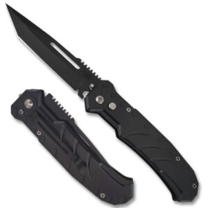Swift Auto Push Button Black Blade Aluminum Handle Tanto Blade