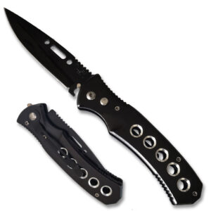 Swift Auto Push Button Black Blade Aluminum Handle Auto Knife