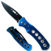 Swift Auto Push Button Black Blade Blue Aluminum Handle Auto Knife
