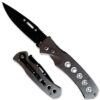 Swift Auto Push Button Black Blade Grey Aluminum Handle Auto Knife
