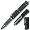 Slim Soft Handle OTF  Black double Edge Blade Knife  Tactical Glass Breaker