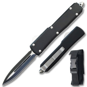 Slim Soft Handle OTF  Black double Edge Blade Knife  Tactical Glass Breaker