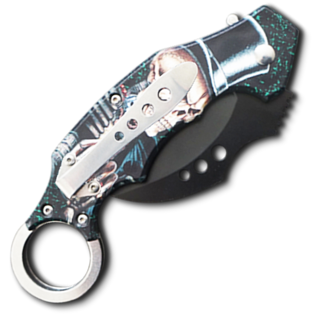 Automatic Karambit Knife 3D Printed Skeleton & Skull Pocket Knife
