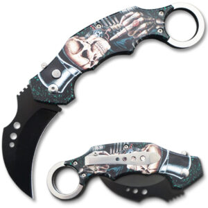 Automatic Karambit Knife 3D Printed Skeleton & Skull Pocket Knife