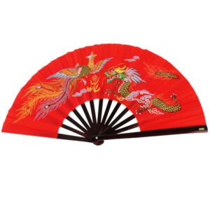 KUNG FU FIGHTING FAN 13" OVERALL BAMBOO FRAME RED