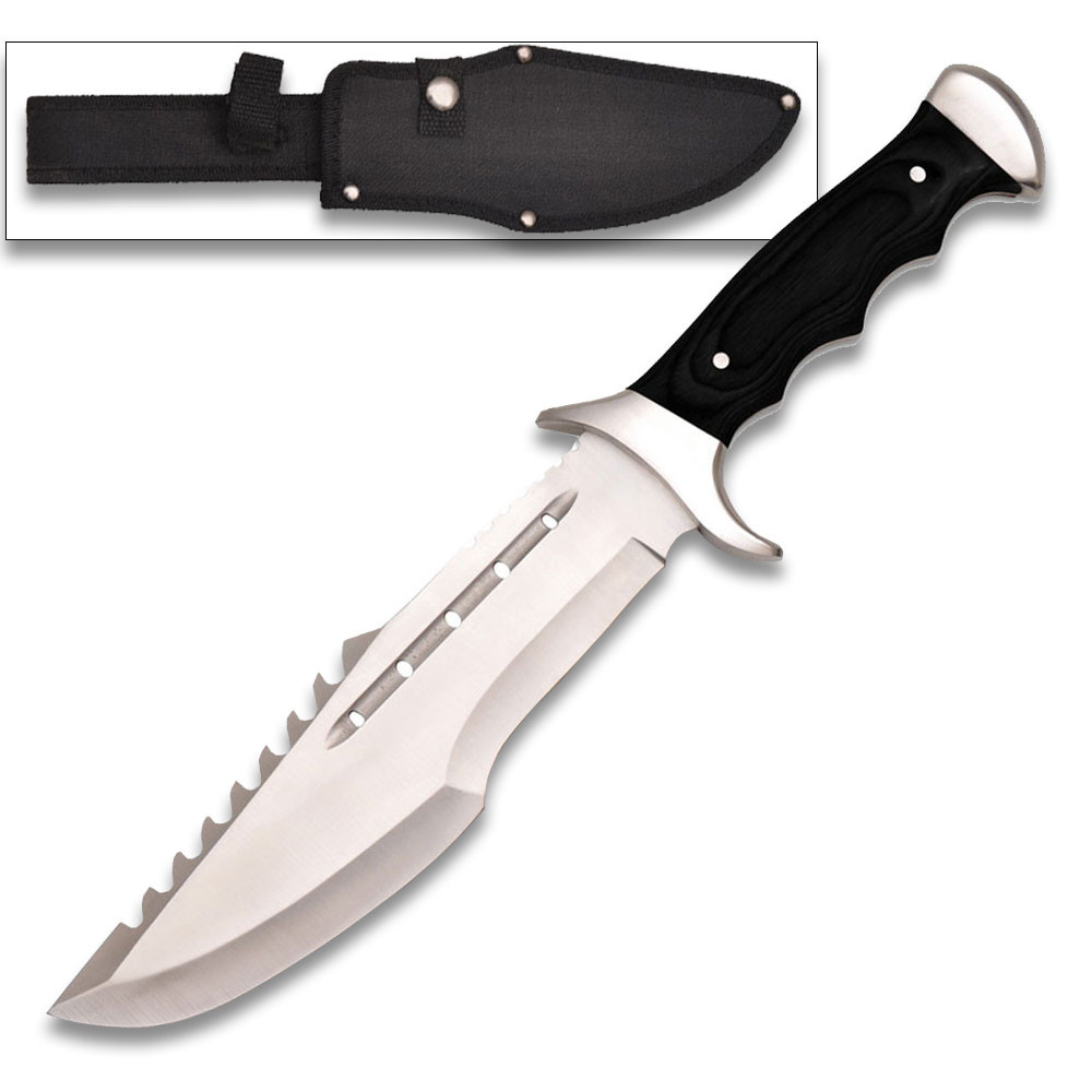 Texas Spiked  Bowie Full Tang 15in w/ Sheath & Hardwood Handle