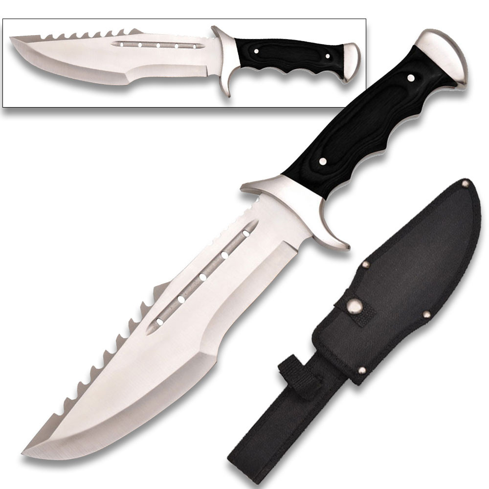 Texas Spiked  Bowie Full Tang 15in w/ Sheath & Hardwood Handle