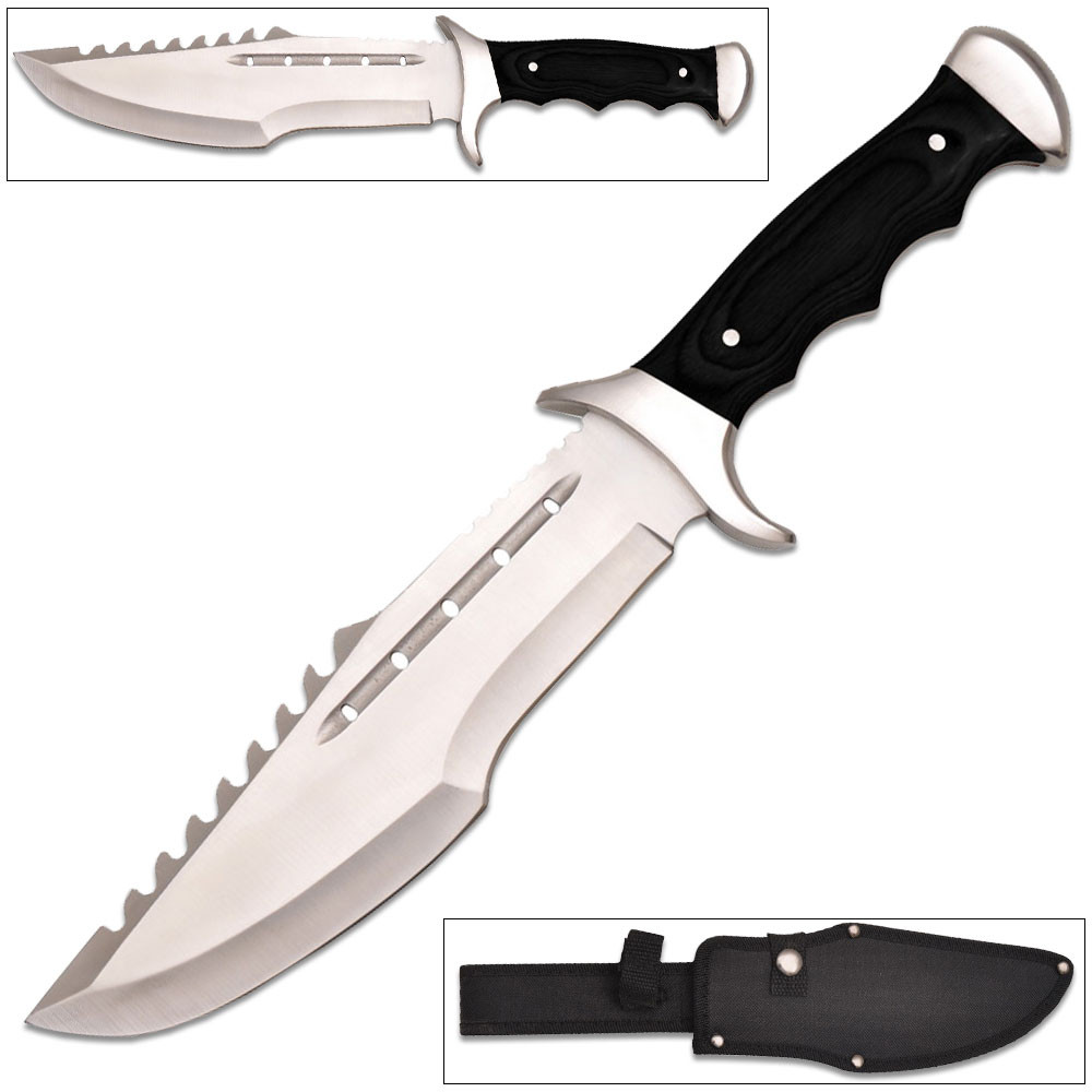 Texas Spiked  Bowie Full Tang 15in w/ Sheath & Hardwood Handle