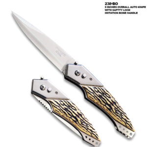 Auto Push Button 9 Inches  Imitation bone Handle Pocket Knife