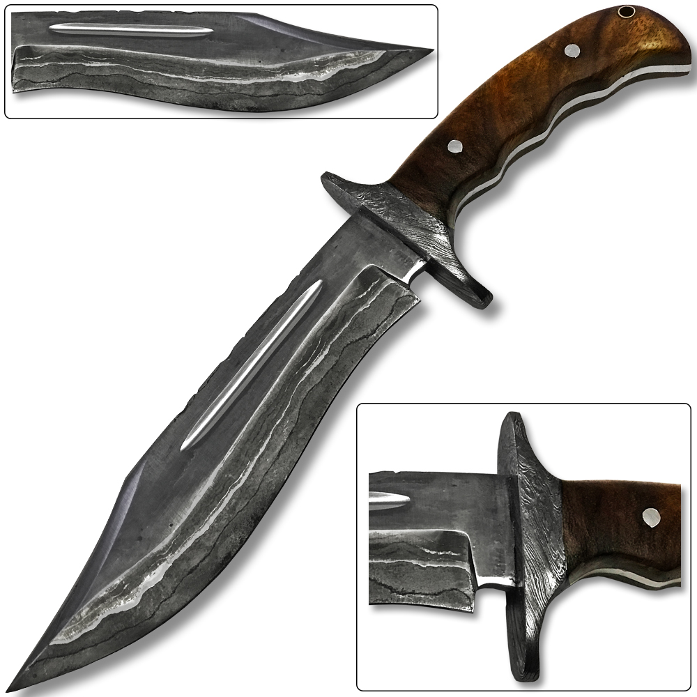 San Mai White Deer Damascus Steel  Bowie Knife