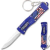Blue 3 D American Flag California Legal OTF Dual Action Knife  with Key Ring