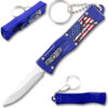 Blue 3 D American Flag California Legal OTF Dual Action Knife  with Key Ring