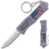 3 D American Flag California Legal OTF Dual Action Knife  Carbon Fiber with Key Ring