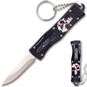Punisher California Legal OTF Dual Action Knife (Black) with Key Ring