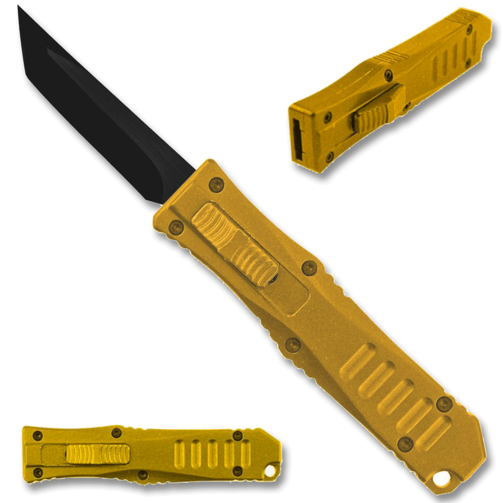 Legends Micro OTF Blade Knife Gold Out The Front Tanto Blade