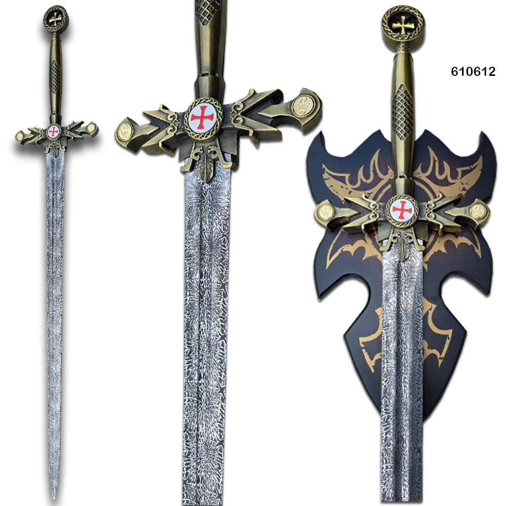 Templar Crusader Masonic Sword with Display Plaque