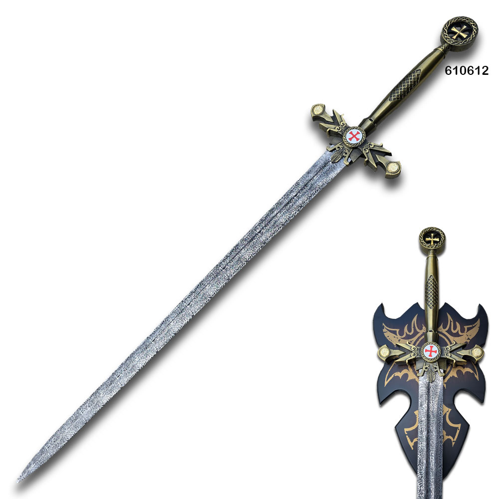 Templar Crusader Masonic Sword with Display Plaque