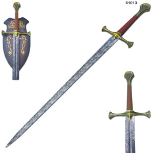 46" Medieval Sword with Engraved Blade & Wall Plaque