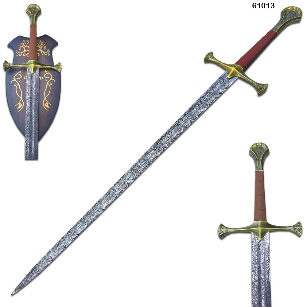 46" Medieval Sword with Engraved Blade & Wall Plaque