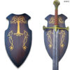 46" Medieval Sword with Engraved Blade & Wall Plaque