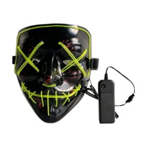 EL Wire Ghost Mask Slit Mouth Light Up Glowing LED Mask Halloween Cosplay Glowing Yellow