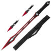 RED NINJA WARRIOR  SWORD 27" OVERALL 2 PCS THROWING KNIFE SET