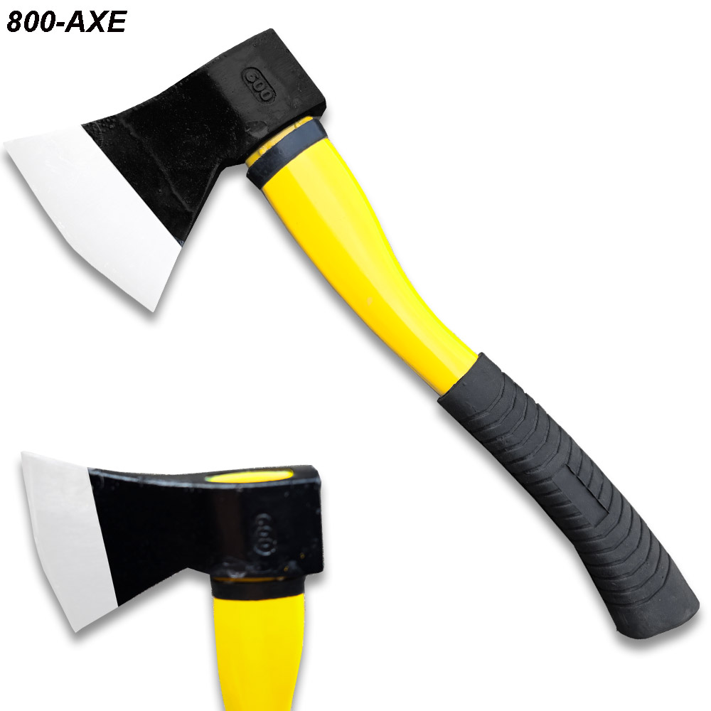 Camping Axe Black And Yellow Black Metal Handle With Carbon Steel Head 13.5"