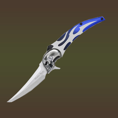 Skull folding Knife Blue