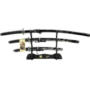 Traditional Katana Set Special Engraved  Black