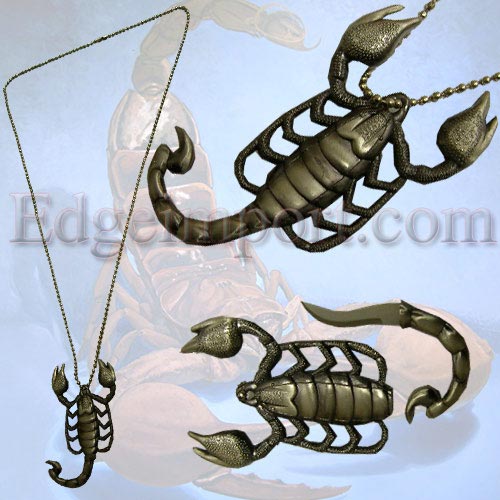 Scorpion Sting Neck Knife Necklace Pendant w Ball Chain All Metal