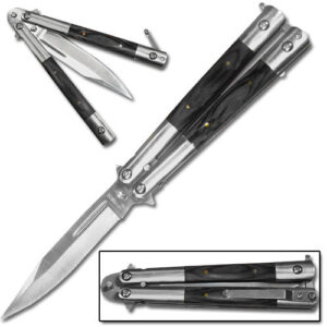 Have Duty Butterfly  Knife W/  Black Wood Handle
