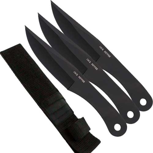 8.5" Overall Jack Ripper Throwing Knives  3Pcs Set. (Black)
