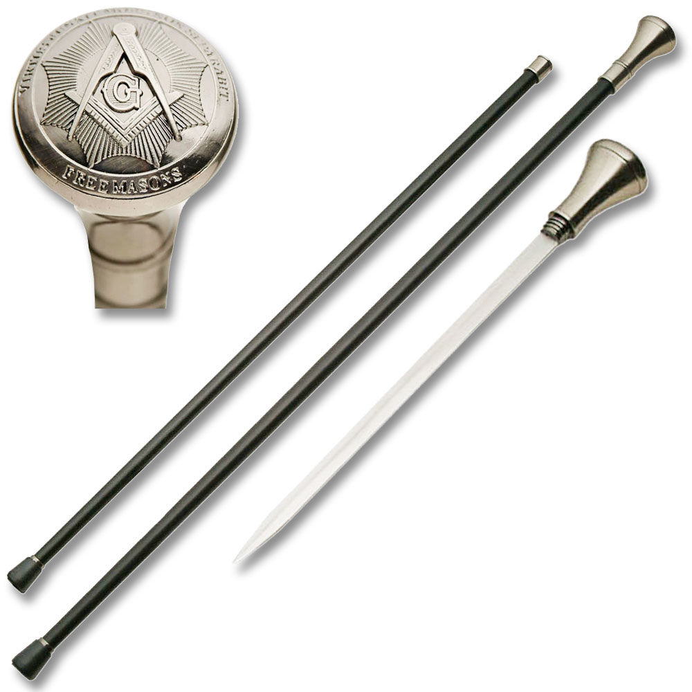 Mason Masonic Zinc Metal Walking Cane Sword