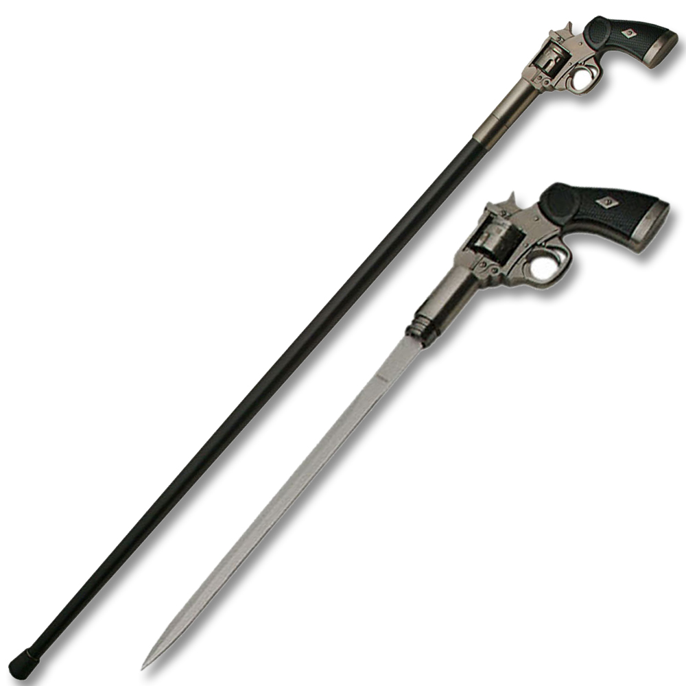 Revolver Style Handle Cane Sword Cane