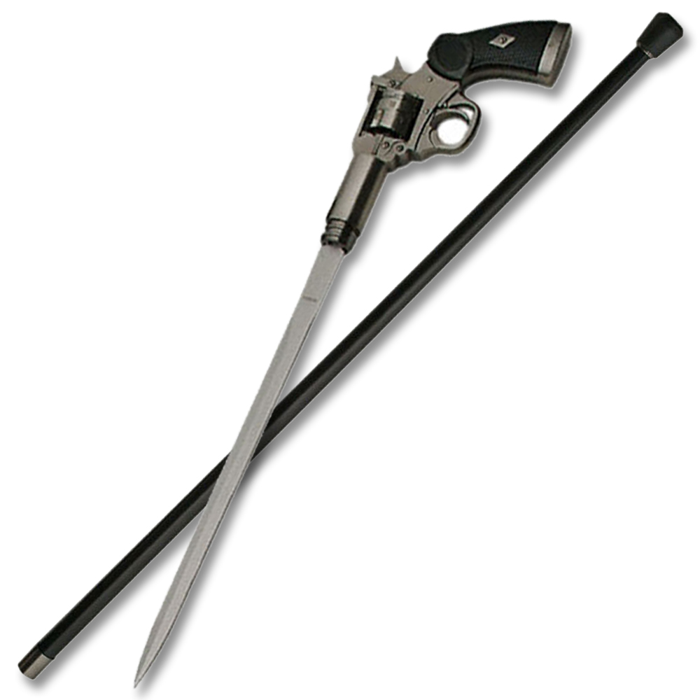 Revolver Style Handle Cane Sword Cane