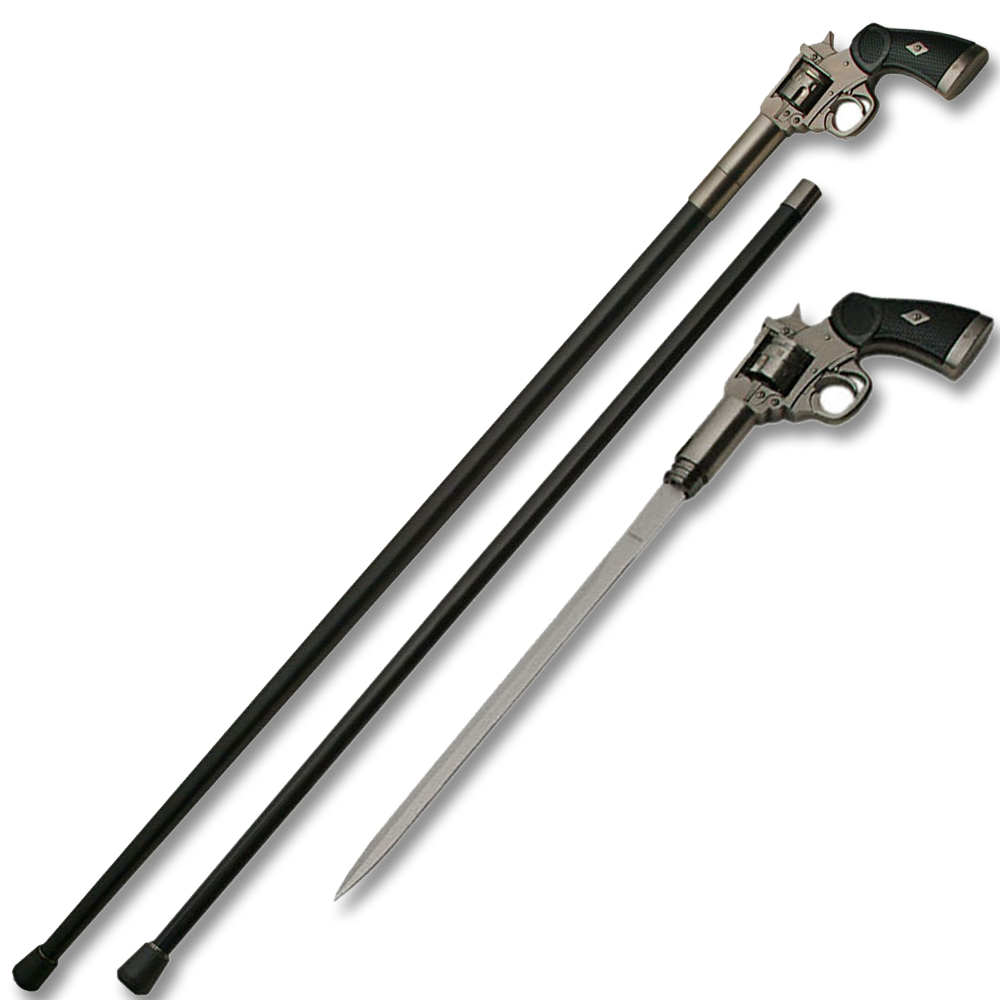 Revolver Style Handle Cane Sword Cane