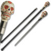 Red Walking Skull/Devil Head Cane Sword Staff Mobility Stick Rubber Foot Handle