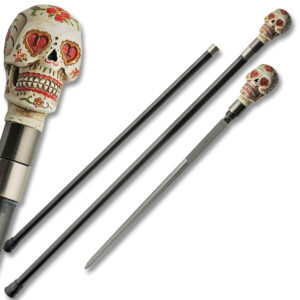 Red Walking Skull/Devil Head Cane Sword Staff Mobility Stick Rubber Foot Handle
