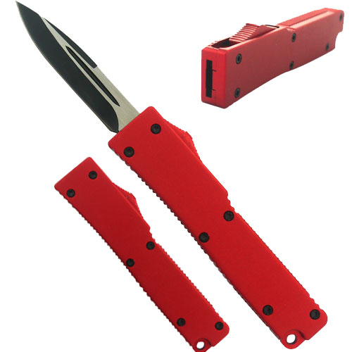 Electrifying California Legal OTF Dual Action Knife Red