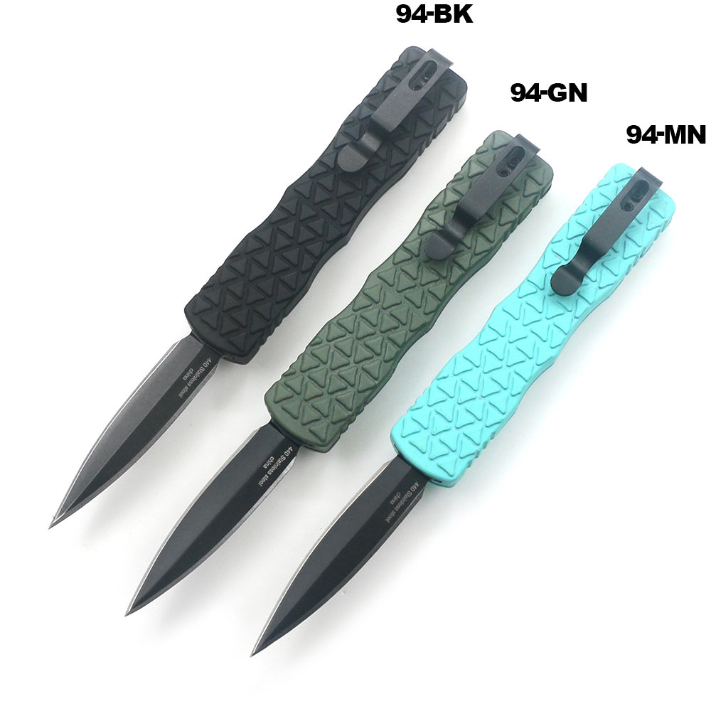 Black Micro OTF Stiletto Blade Knife Black Blade Out The Front